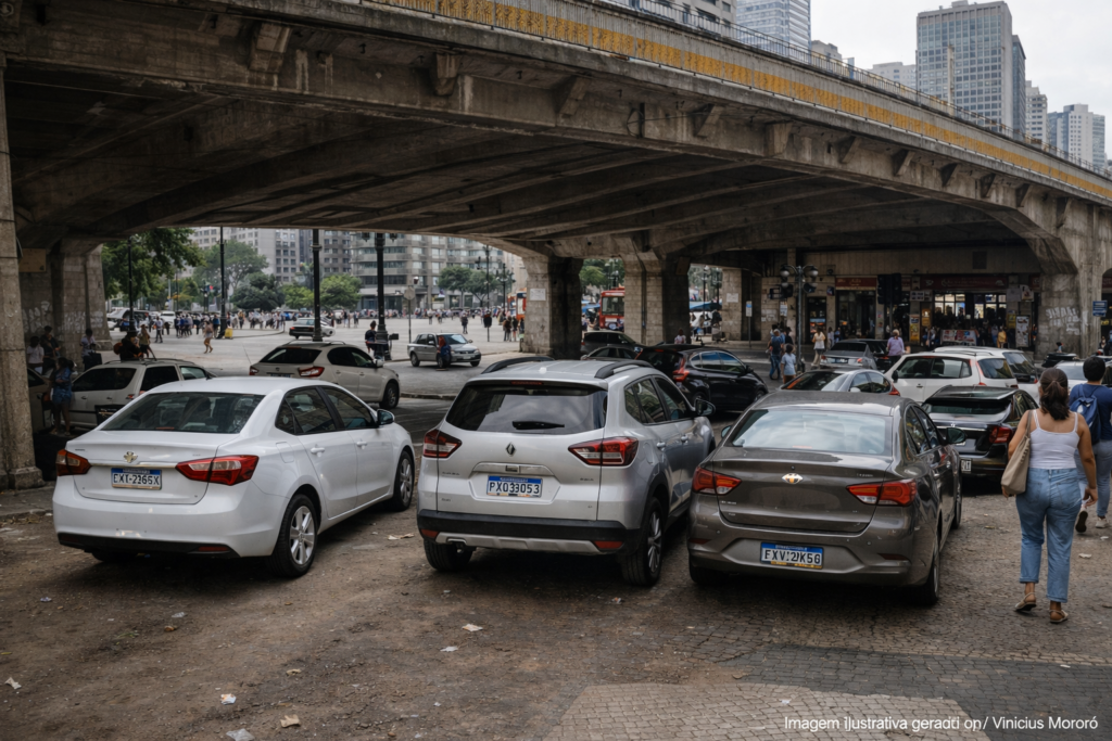 Estacionamento irregular é instalado no Vale do Anhangabaú, no centro de SP