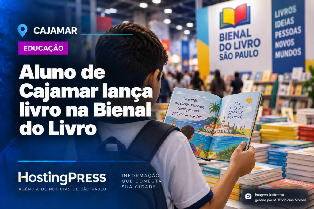 Aluno de escola municipal de Cajamar lança livro na Bienal do Livro de São Paulo