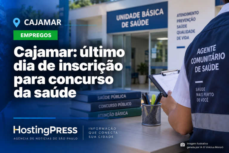 Encerram hoje as inscrições para concurso da Prefeitura de Cajamar com 12 vagas de Agente Comunitário de Saúde